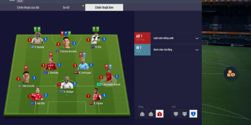 Xếp đội hình giả lập fo4 - Sơ đồ đội hình 5-2-3